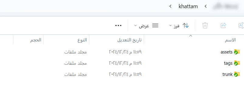 المجلدات التي أصبح يتضمنها مجلد khattam الذي كان فارغًا